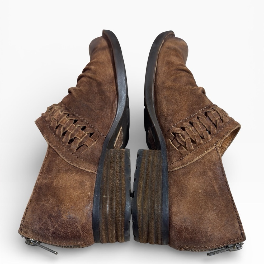 Born Katharina Distressed Brown Leather Ankle Booties Braided Detail Size US 8 - Picture 6 of 8